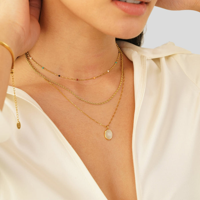 Veronika | Gold-Plated Double Necklace with Details Black