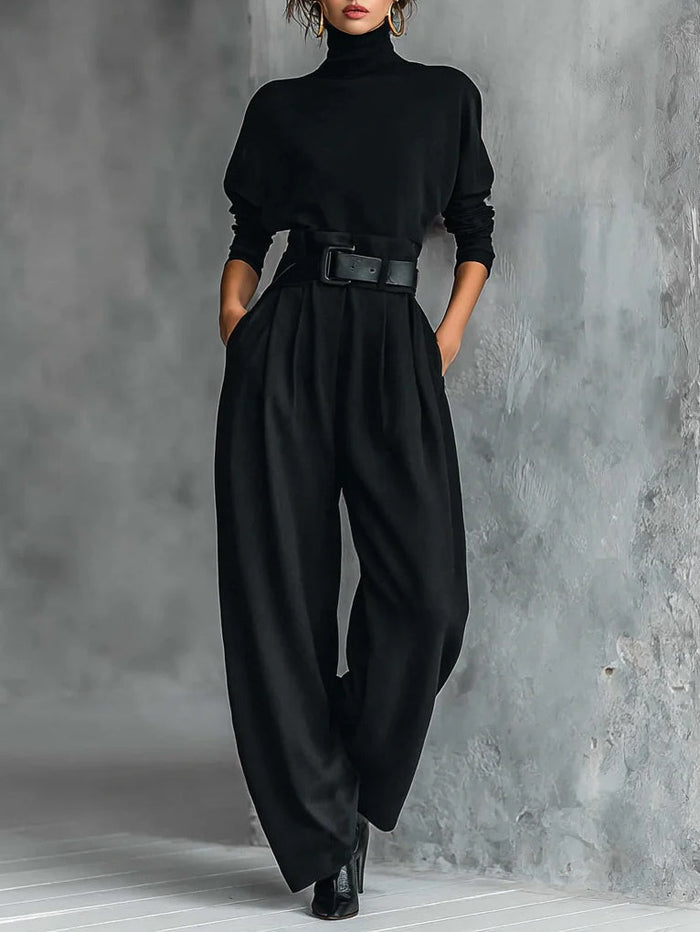 Victoire | Set Black with Neckline High and Trousers