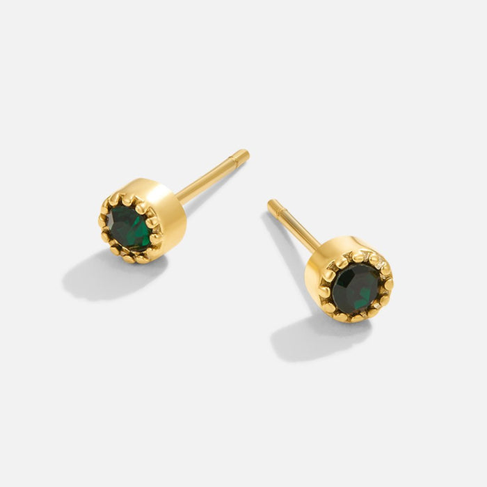 Victoria | Gold-Plated Earrings with Green Stone
