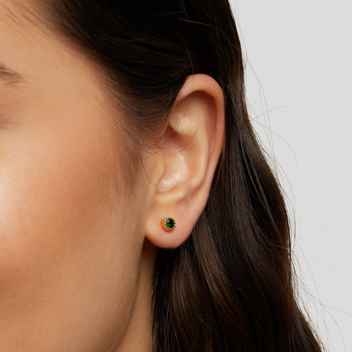 Victoria | Gold-Plated Earrings with Green Stone