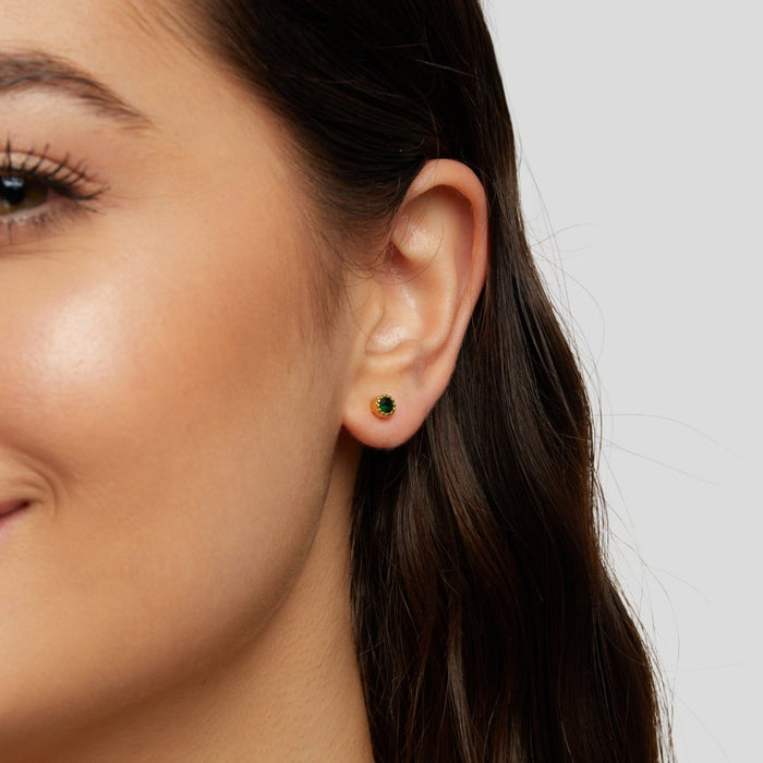 Victoria | Gold-Plated Earrings with Green Stone