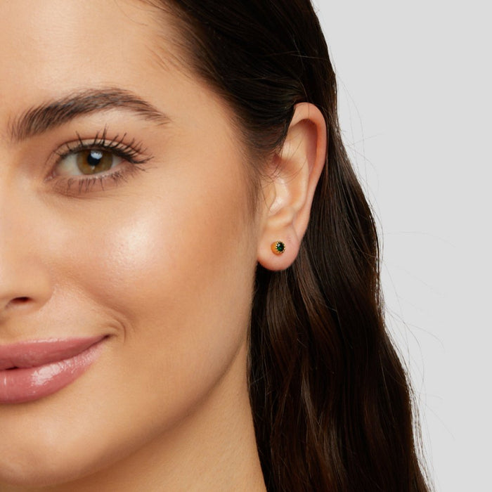 Victoria | Gold-Plated Earrings with Green Stone