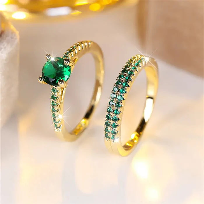 Victoria | Gold-Plated Emeralds Rings