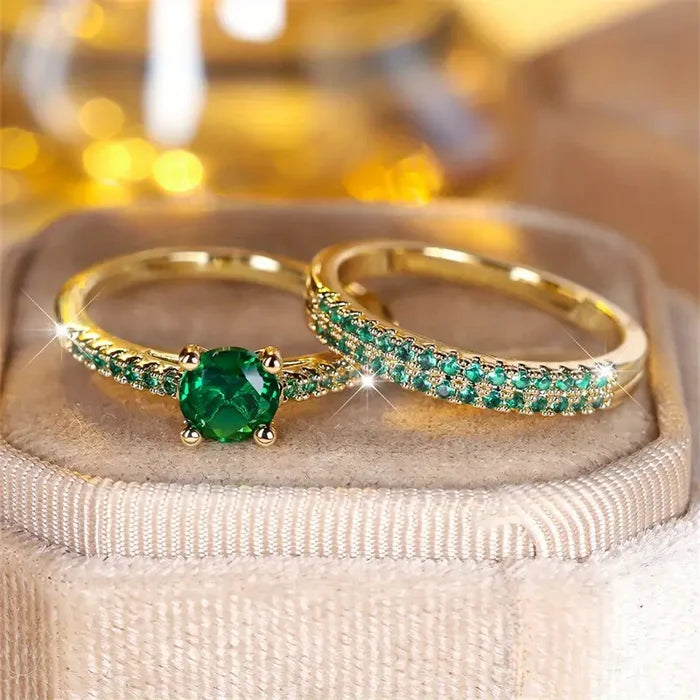 Victoria | Gold-Plated Emeralds Rings