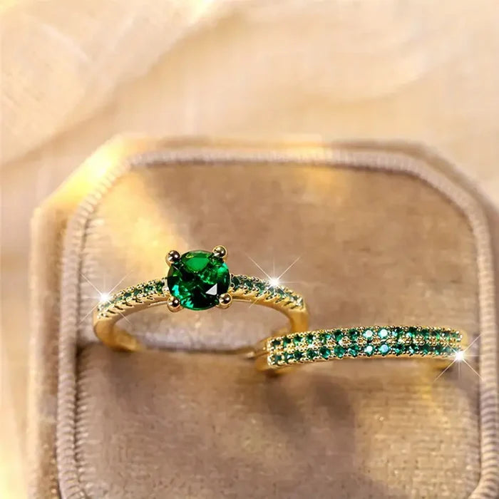 Victoria | Gold-Plated Emeralds Rings