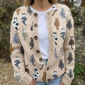 Vieno - Playful Cat Print Cardigan