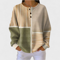 Vilja - Ochre & Olive Patchwork Waffle Henley