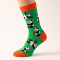 Villi sock — panda print on green