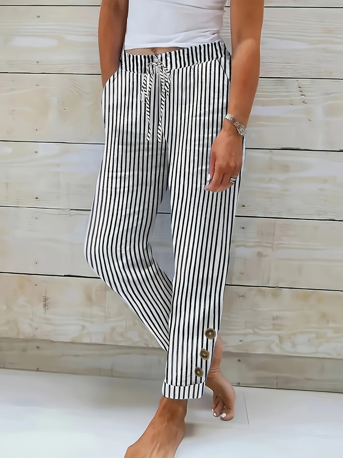 Vilma - Striped Drawstring Trousers