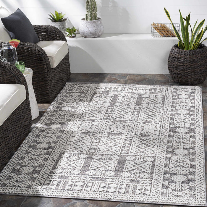 Ware Bohemian Style Gray And Ivory Outdoor Rug - The Rug Decor
