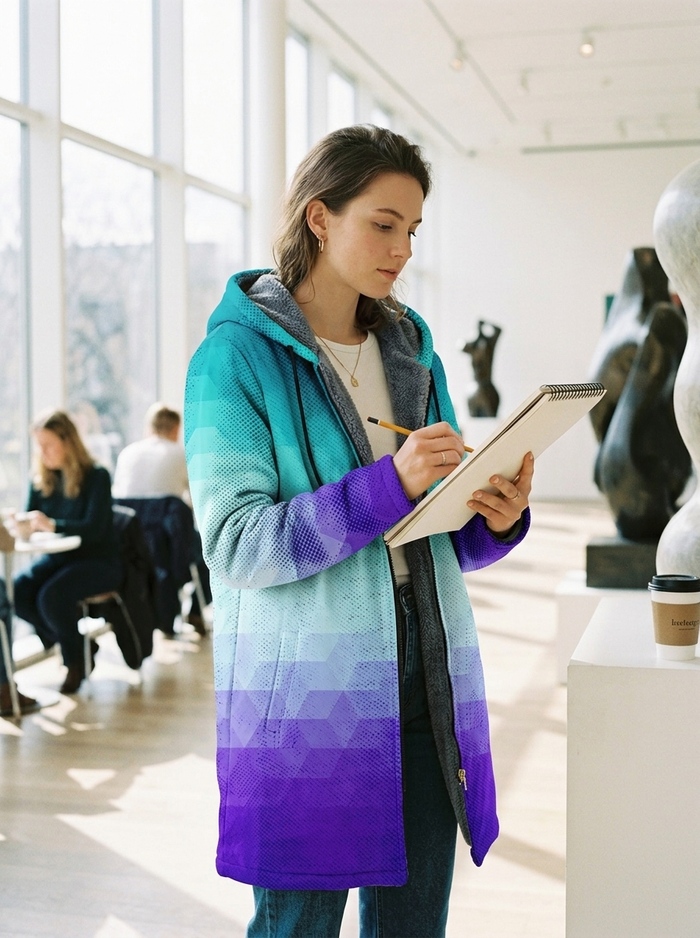 Yinti Art Cardigan - art gallery café lifestyle mood